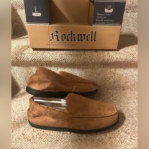 Rockwell Tan Faux Suede Memory Form Slippers